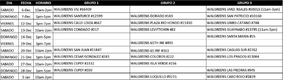 Calendario de visitas